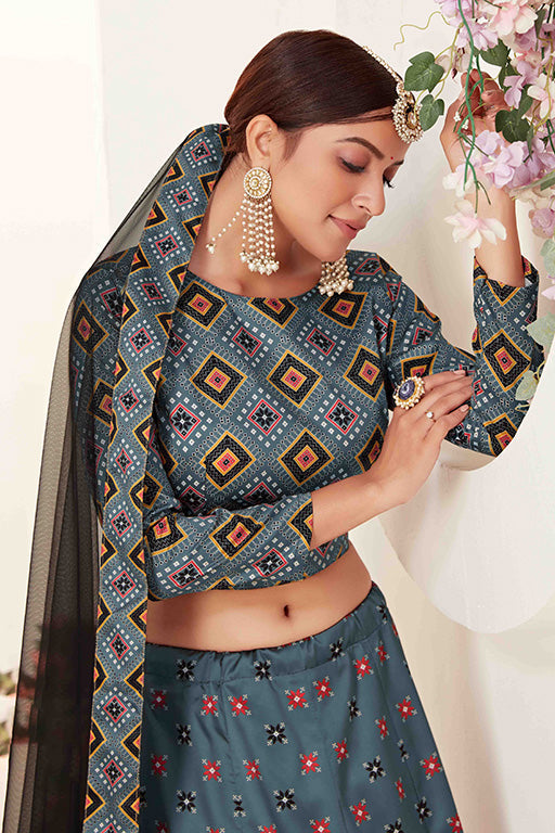Slate Blue Colour Silk Designer Lehenga Choli VSLC1240089