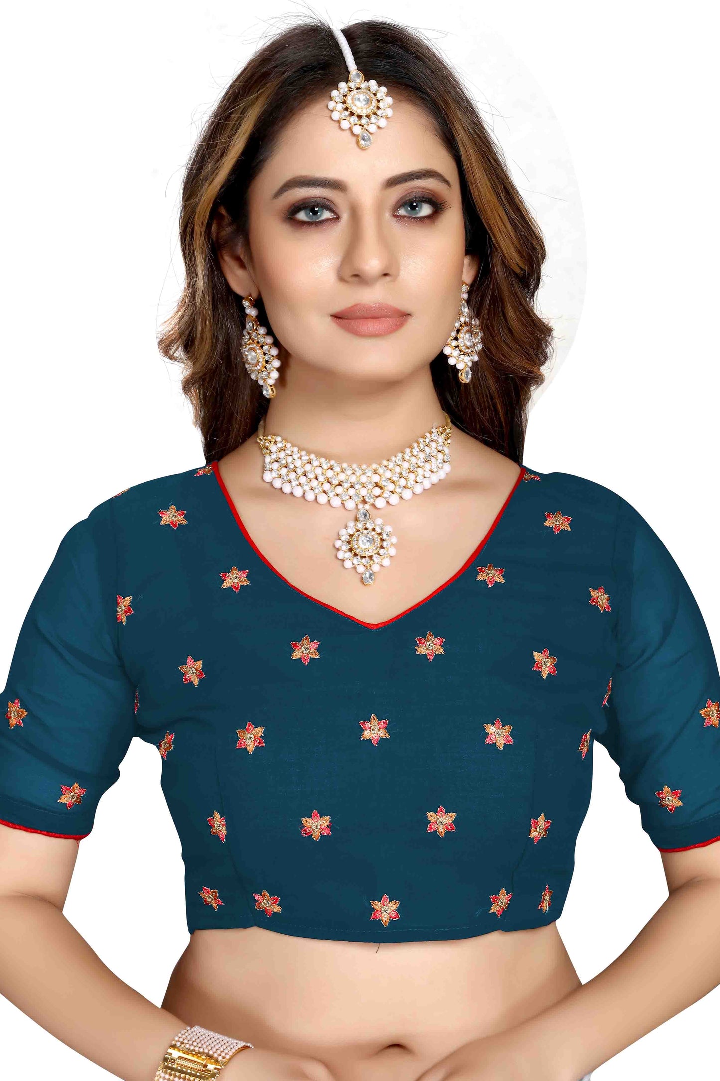 Teal Colour Georgette Designer Saree VSSD1090580