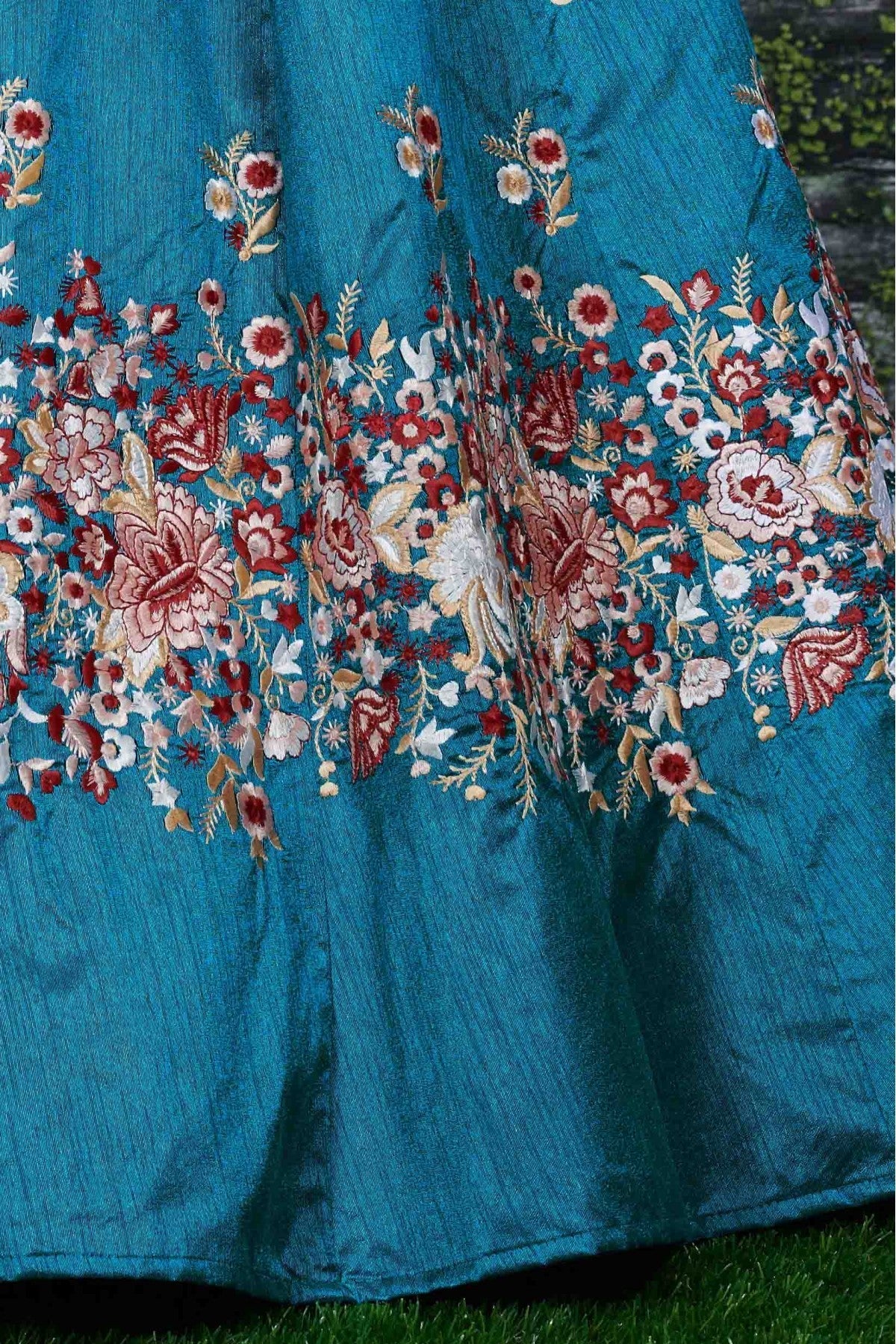 Teal and Blue Colour Banglori Silk Lehenga Choli VSLC1010010