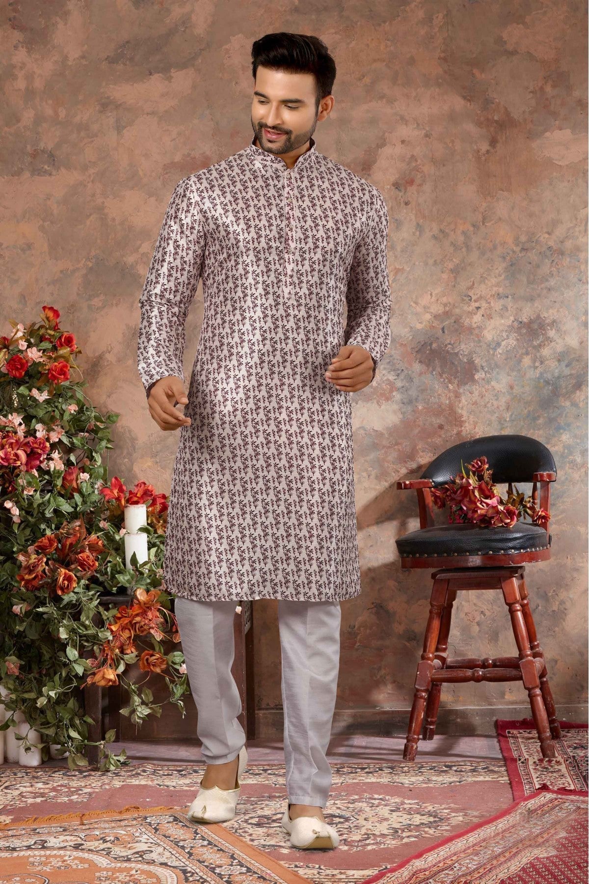 White Colour Kurta Pajama In Silk Fabric VSKP1040121