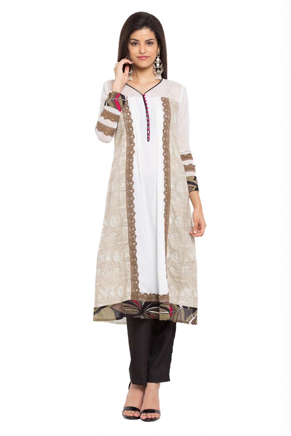White Colour Plus Size Cotton Kurti