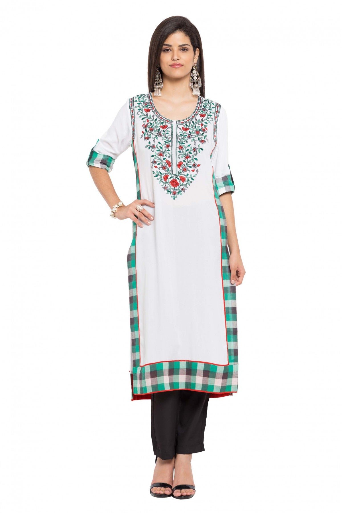 White Colour Plus Size Cotton Kurti