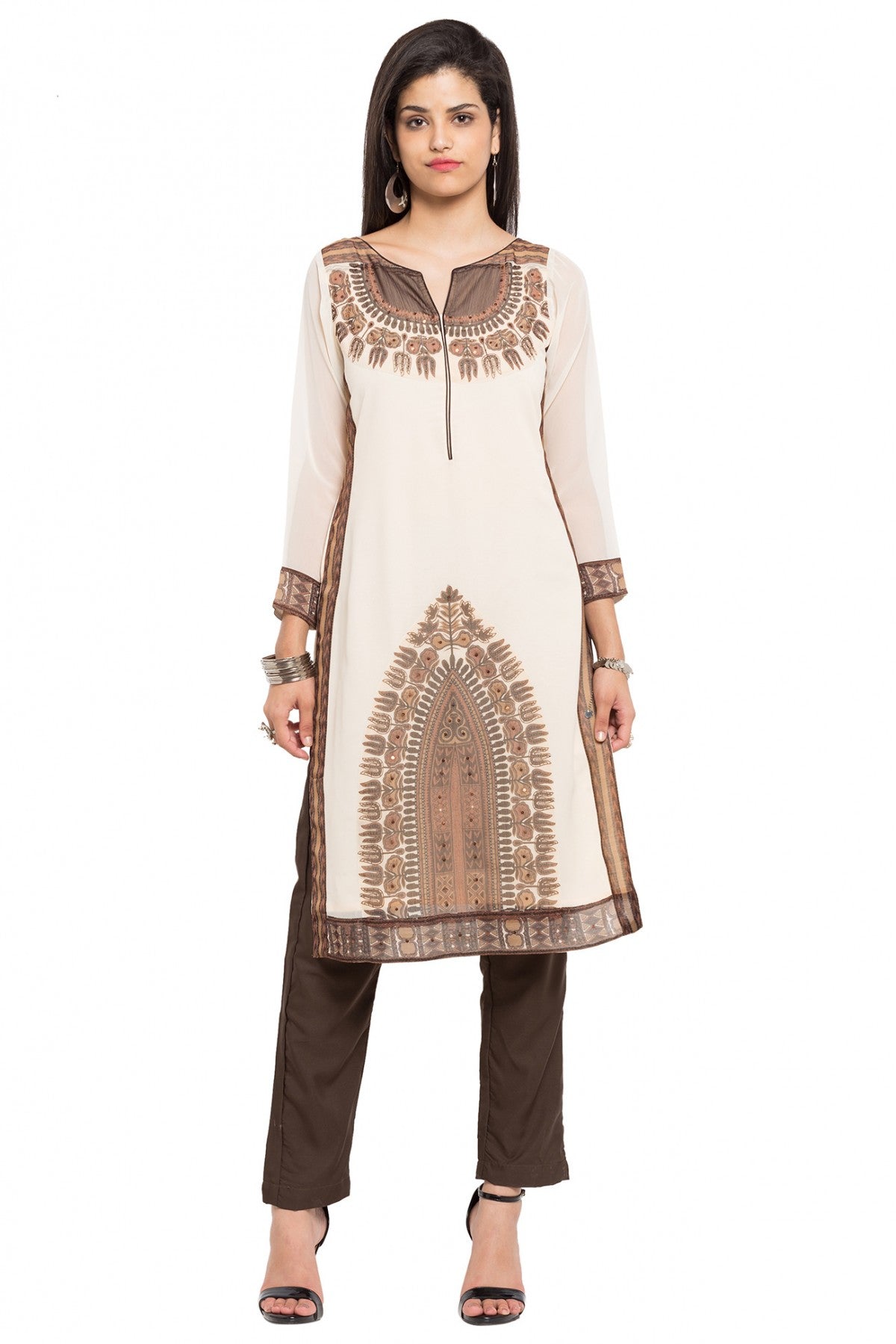White Colour Plus Size Faux Georgette Kurti