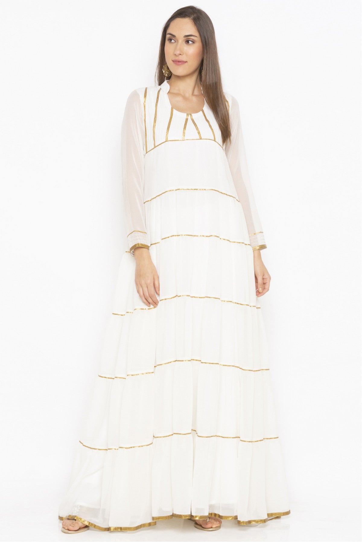 White Colour Plus Size Georgette Embroidery Kurta Set