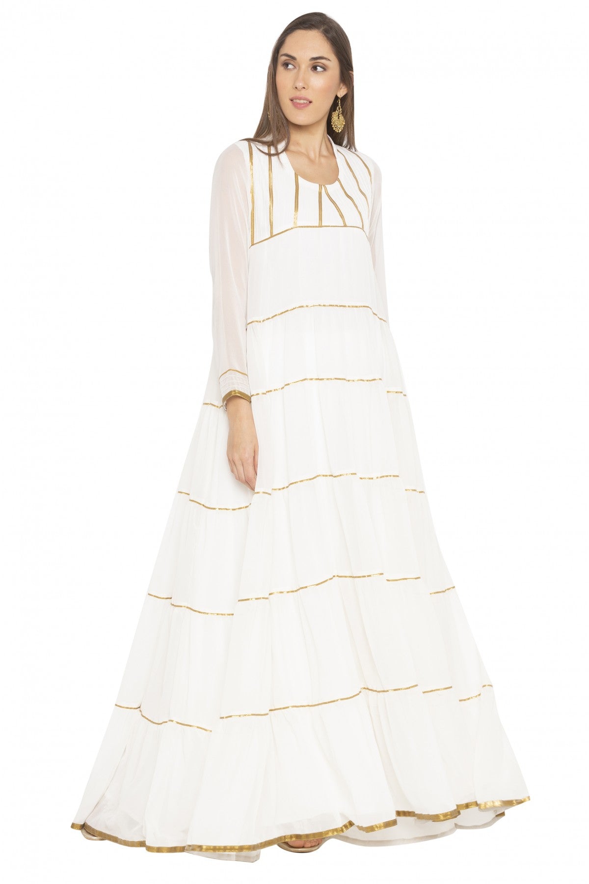 White Colour Plus Size Georgette Embroidery Kurti