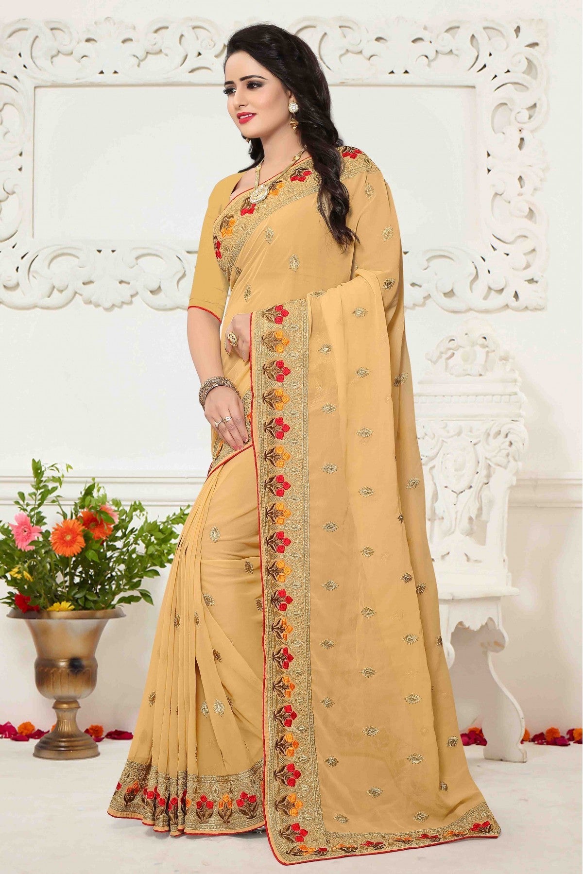 Yellow Colour Georgette Saree VSSD1120415
