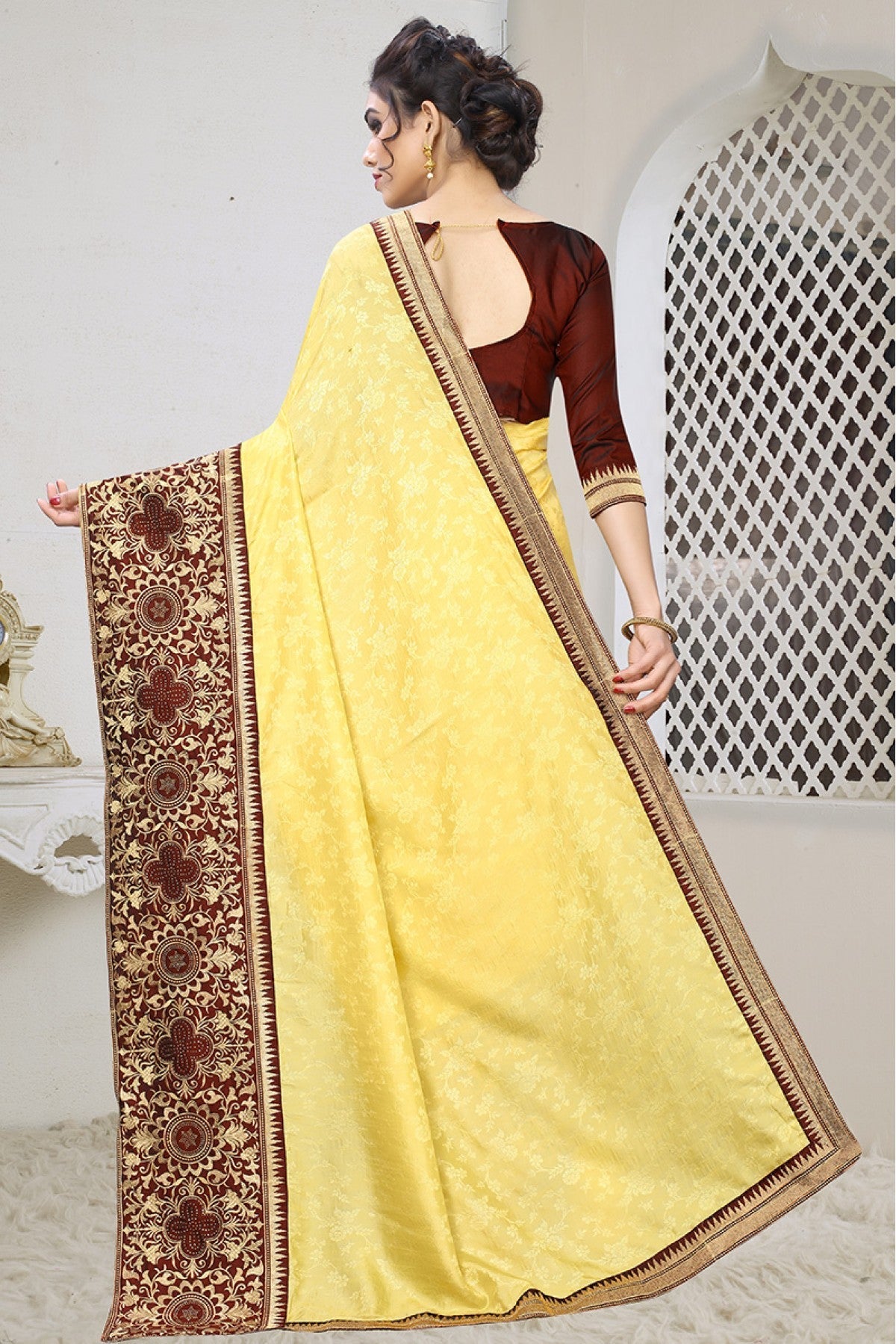 Yellow Colour Jacquard Silk Designer Saree VSSD1120523