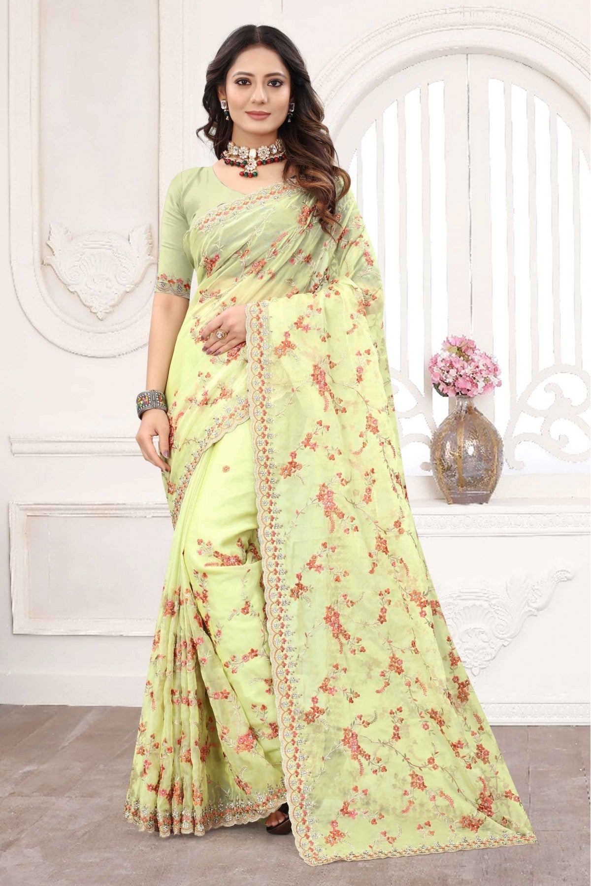 Yellow Colour Organza Designer Saree VSSD1090248