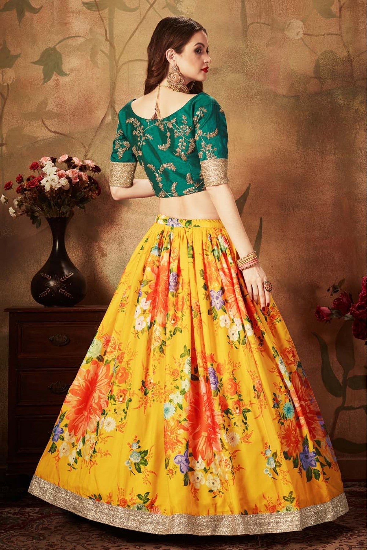 Yellow Colour Organza Lehenga Choli VSLC1010078