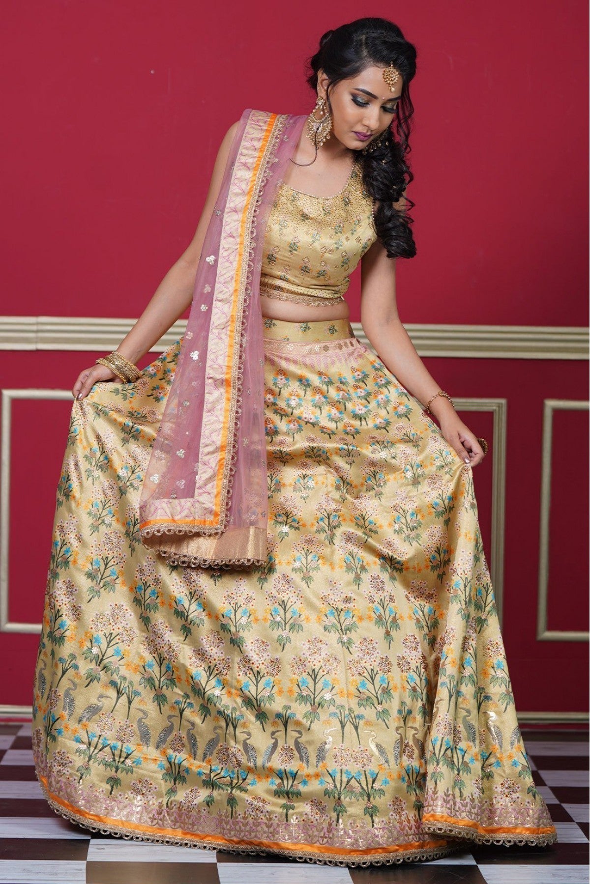 Yellow Colour Silk Embroidery Lehenga Choli VSLC1080567