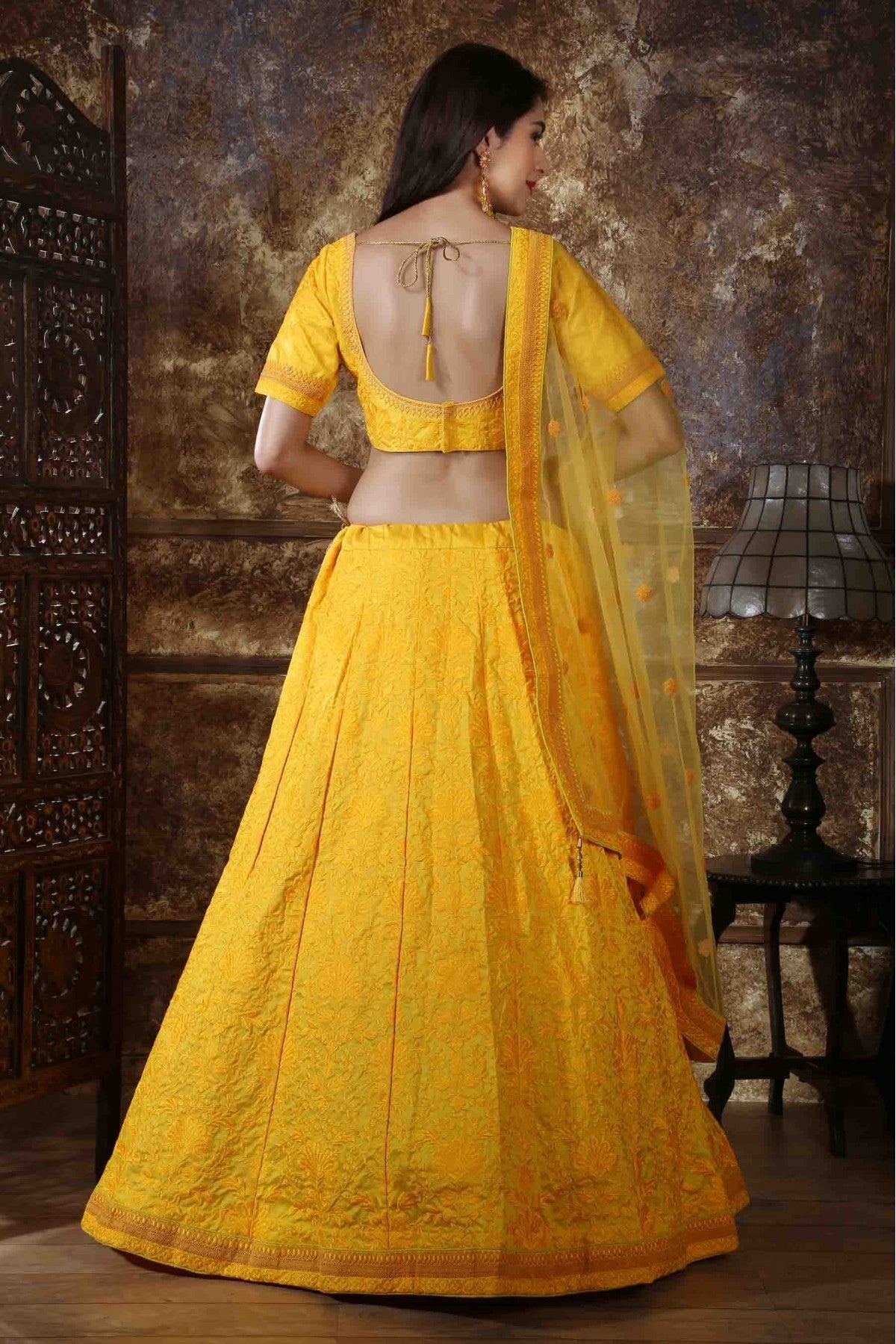 Yellow Colour Silk Embroidery Lehenga Choli VSLC1150008