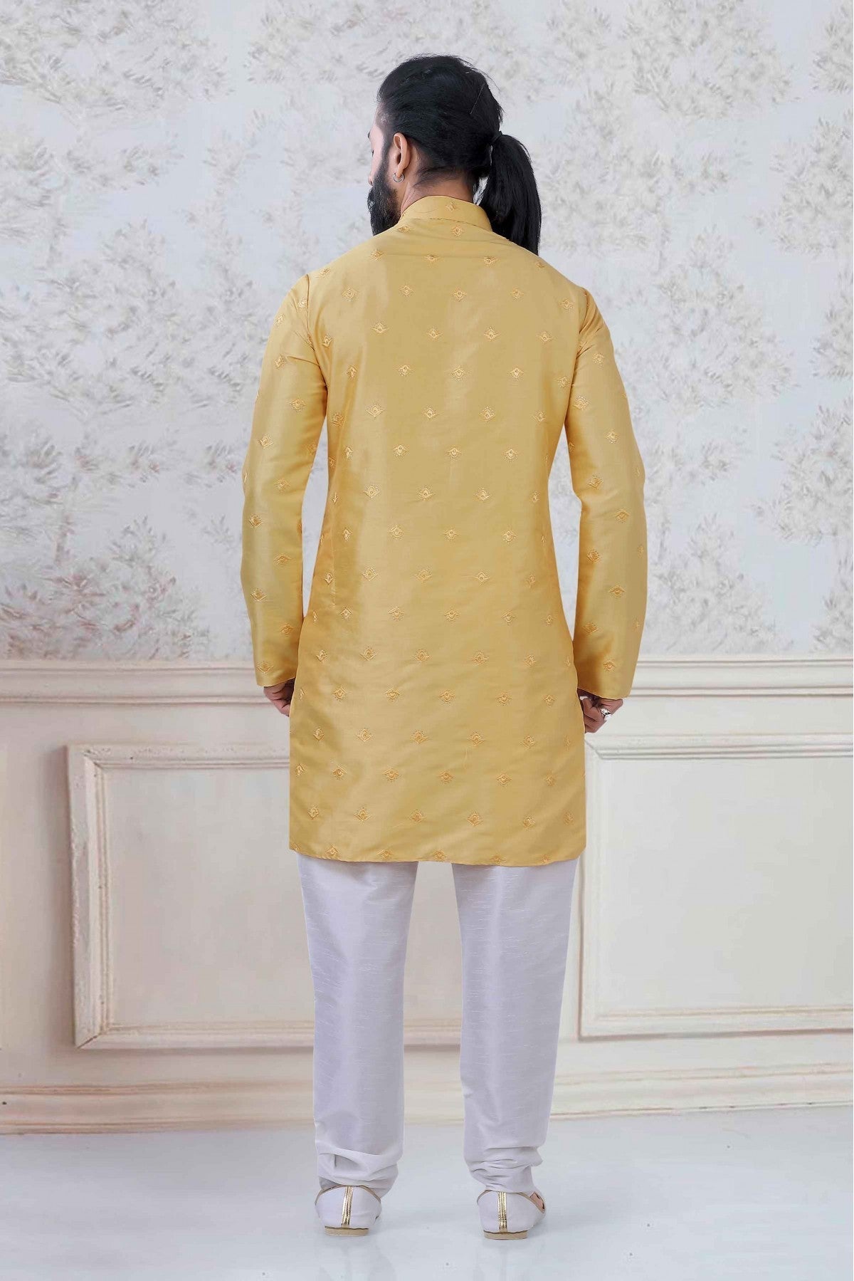 Yellow Colour Silk Festival Wear Kurta Pajama VSKP1130048