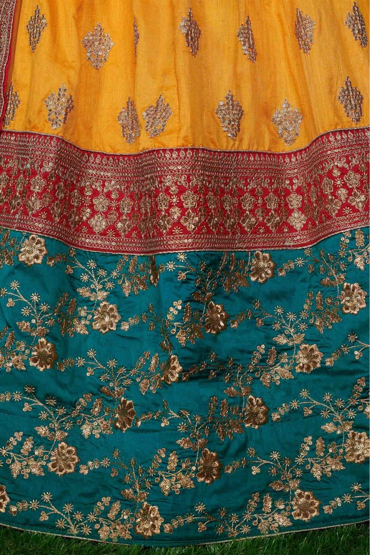 Yellow Colour Taffeta Silk and Banarasi Silk Lehenga Choli VSLC1010001