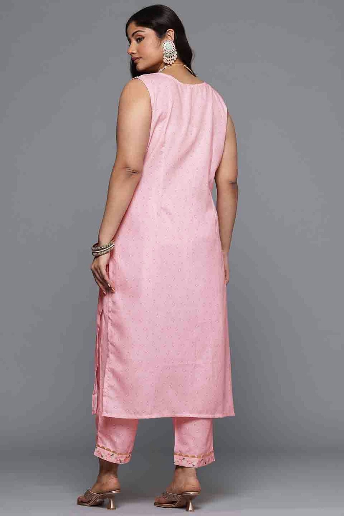 Baby Pink Colour Cotton Blend Stitched Top and Bottom VSSS1113805