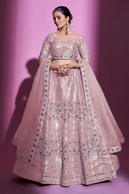 Baby Pink Colour Embroidery Gota Silk Lehenga Choli