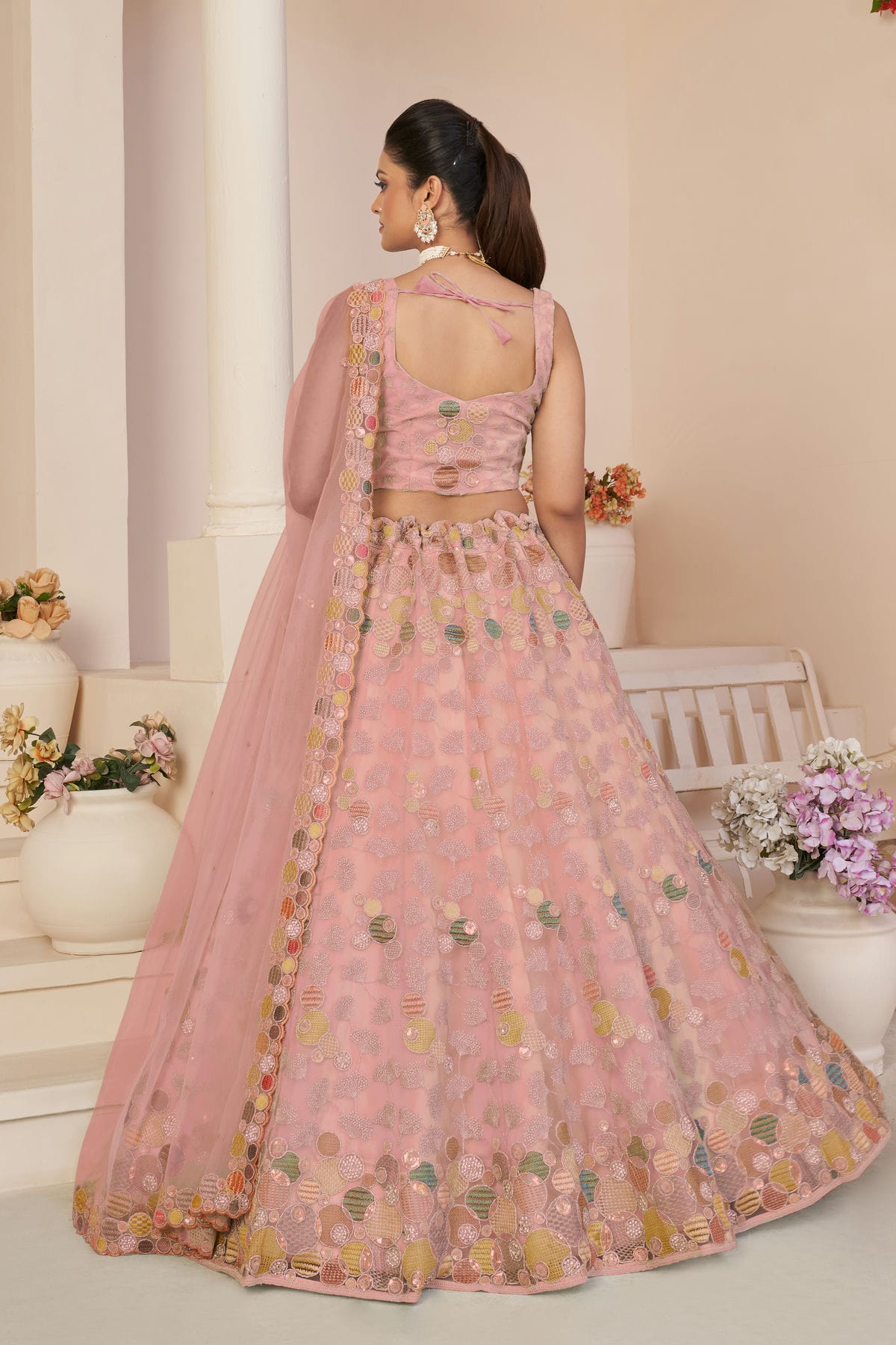 Baby Pink Colour Embroidery Net Lehenga Choli VSLD1080851