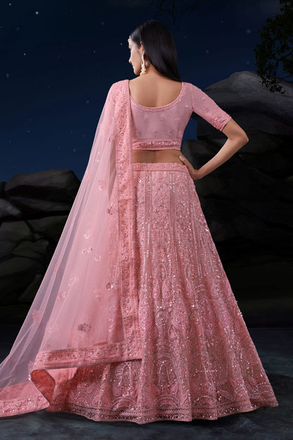 Baby Pink Colour Embroidery Soft Net Lehenga Choli VSLD1080725