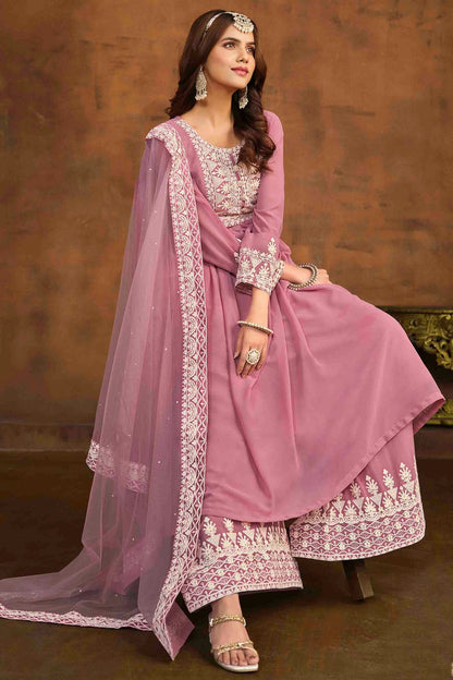 Baby Pink Colour Faux Georgette Palazzo Pant Suit VSSM1050729