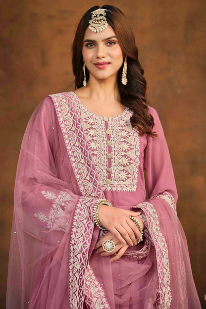 Baby Pink Colour Faux Georgette Palazzo Pant Suit VSSM1050729