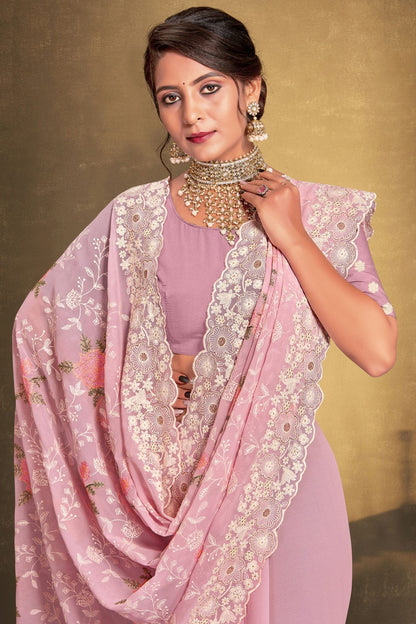 Baby Pink Colour Georgette Designer Saree VSLC1121521