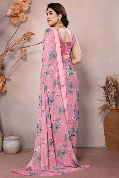 Baby Pink Colour Moss Satin Saree VSSD1180159