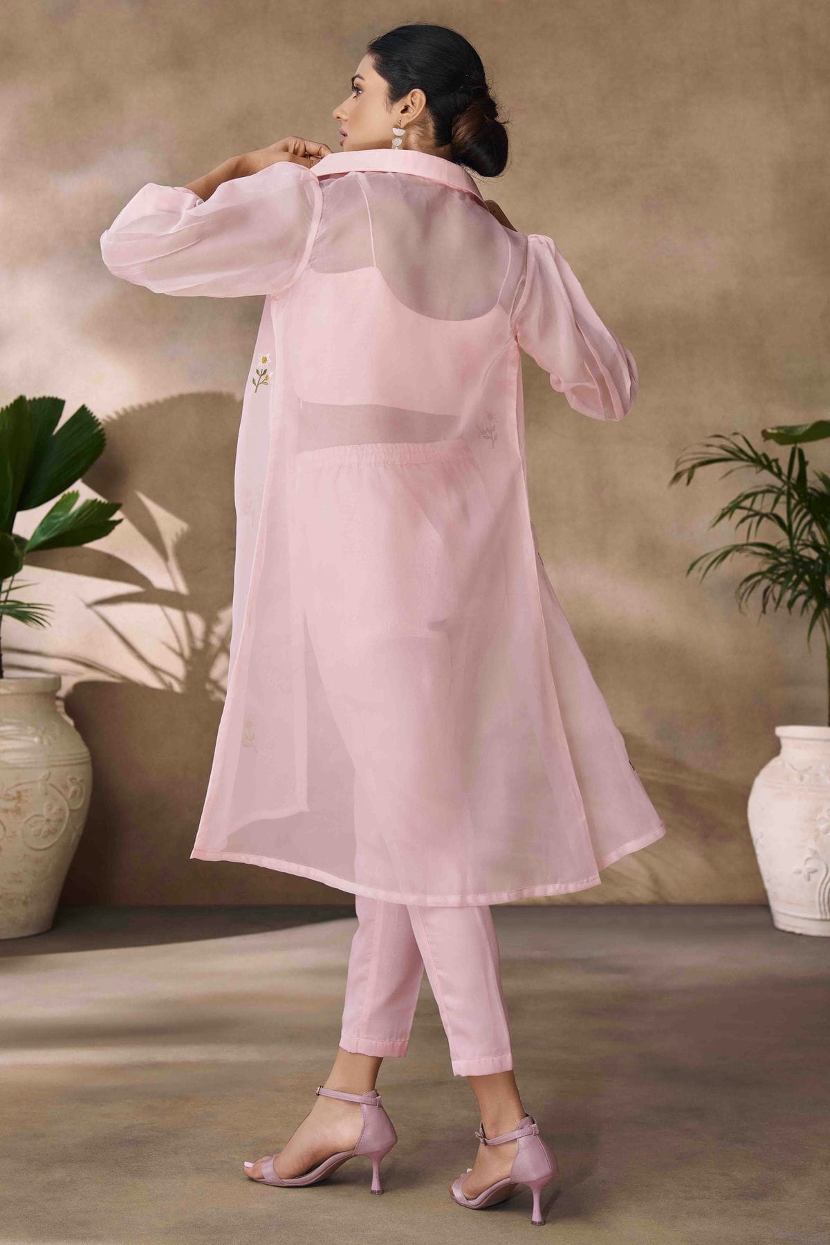 Baby Pink Colour Organza Co-Ord Set VSTP1080959