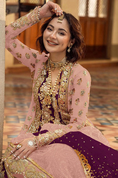 Baby Pink Colour Organza Pakistani Suit VSSM1140089