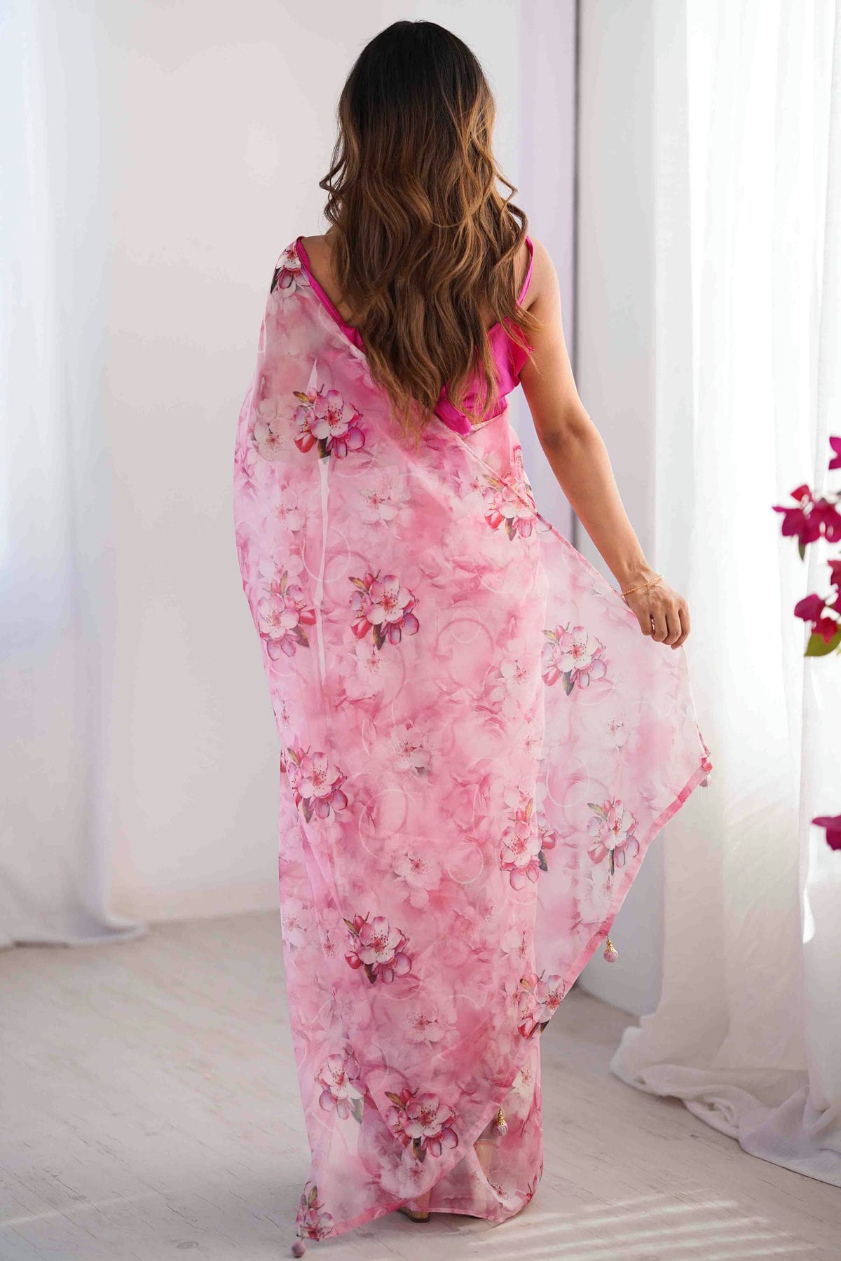 Baby Pink Colour Organza Printed Saree VSSD1113847