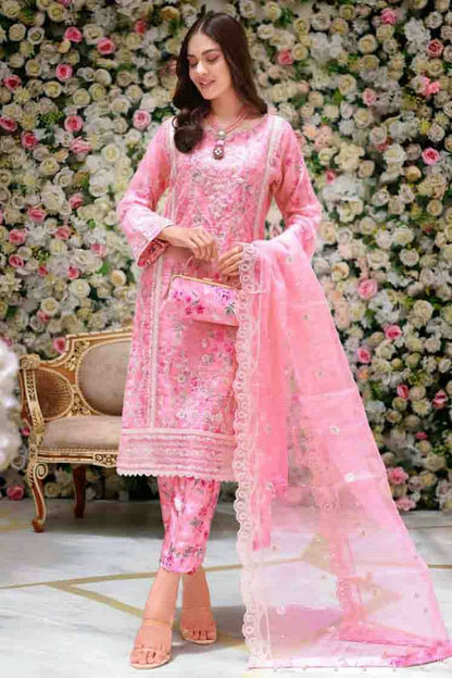 Baby Pink Colour Organza Silk Pakistani Suit VSSM1140897