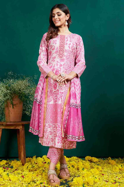Baby Pink Colour Rayon Stitched Pant Style Suit VSSS1140937
