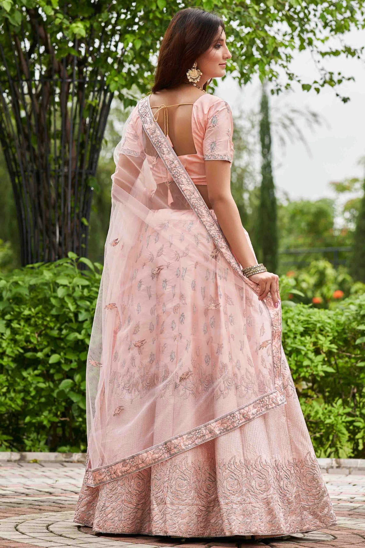 Baby Pink Colour Satin Silk Semi Stitched Lehenga Choli VSLC1170077