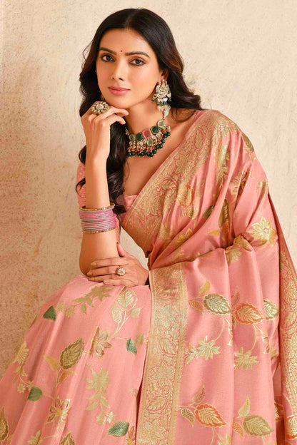 Baby Pink Colour Silk Zari Work Traditional Saree VSSD1113570