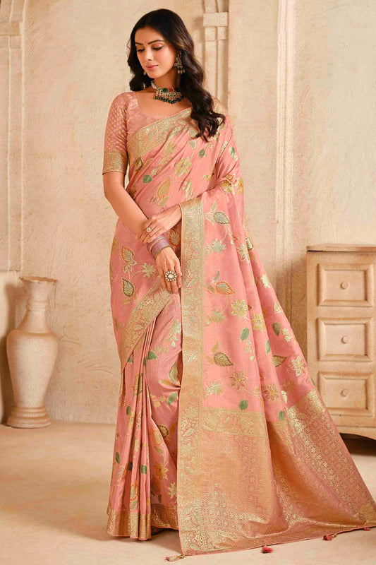 Baby Pink Colour Silk Zari Work Traditional Saree VSSD1113570