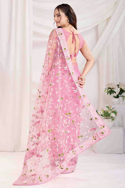 Baby Pink Colour Soft Net Designer Saree VSSD1112861