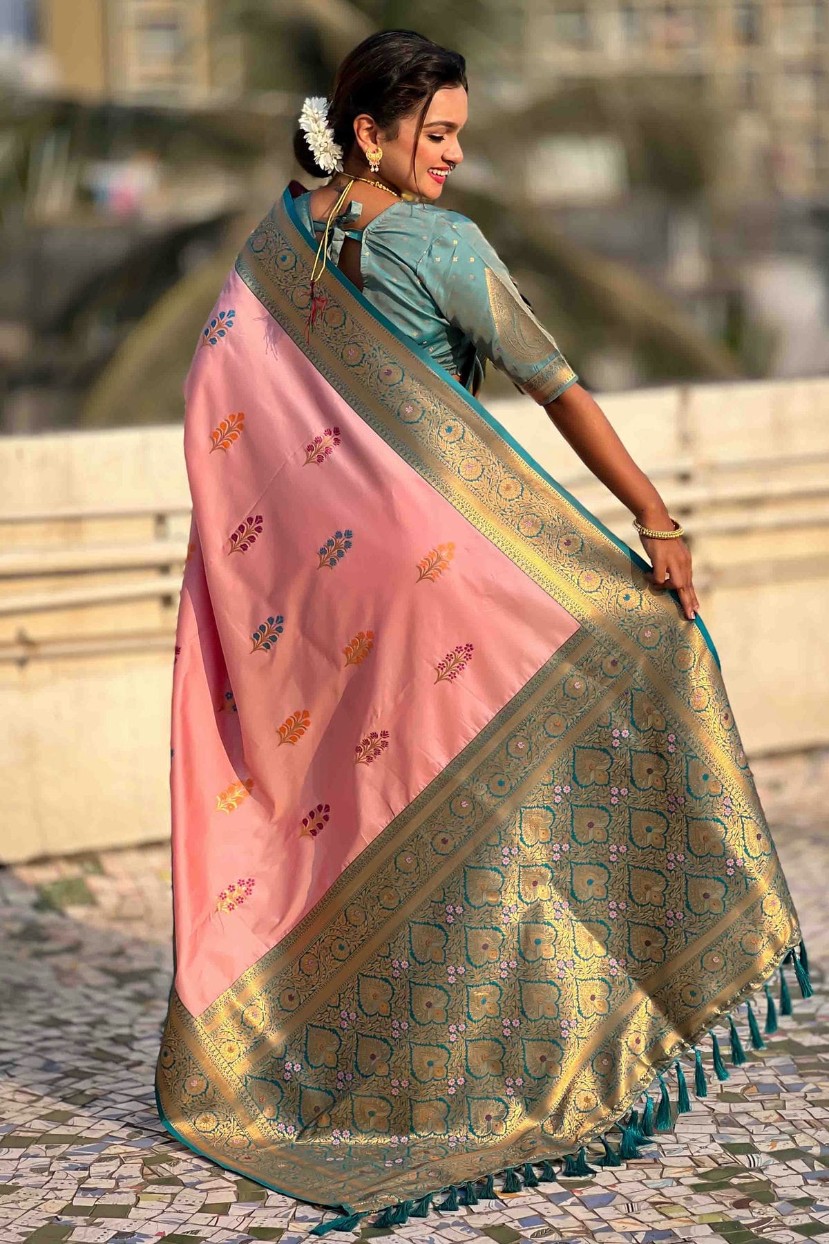 Baby Pink Colour Soft Silk Meenakari Work Traditional Saree VSSD1113580