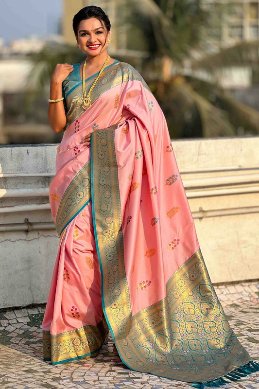 Baby Pink Colour Soft Silk Meenakari Work Traditional Saree VSSD1113580