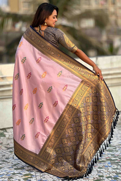 Baby Pink Colour Soft Silk Meenakari Work Traditional Saree VSSD1113585