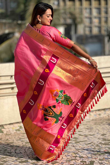 Baby Pink Colour Soft Silk Traditional Saree