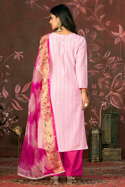 Baby Pink Colour Unstitched Cambric Cotton Plazzo Pant Suit VSUS1160833