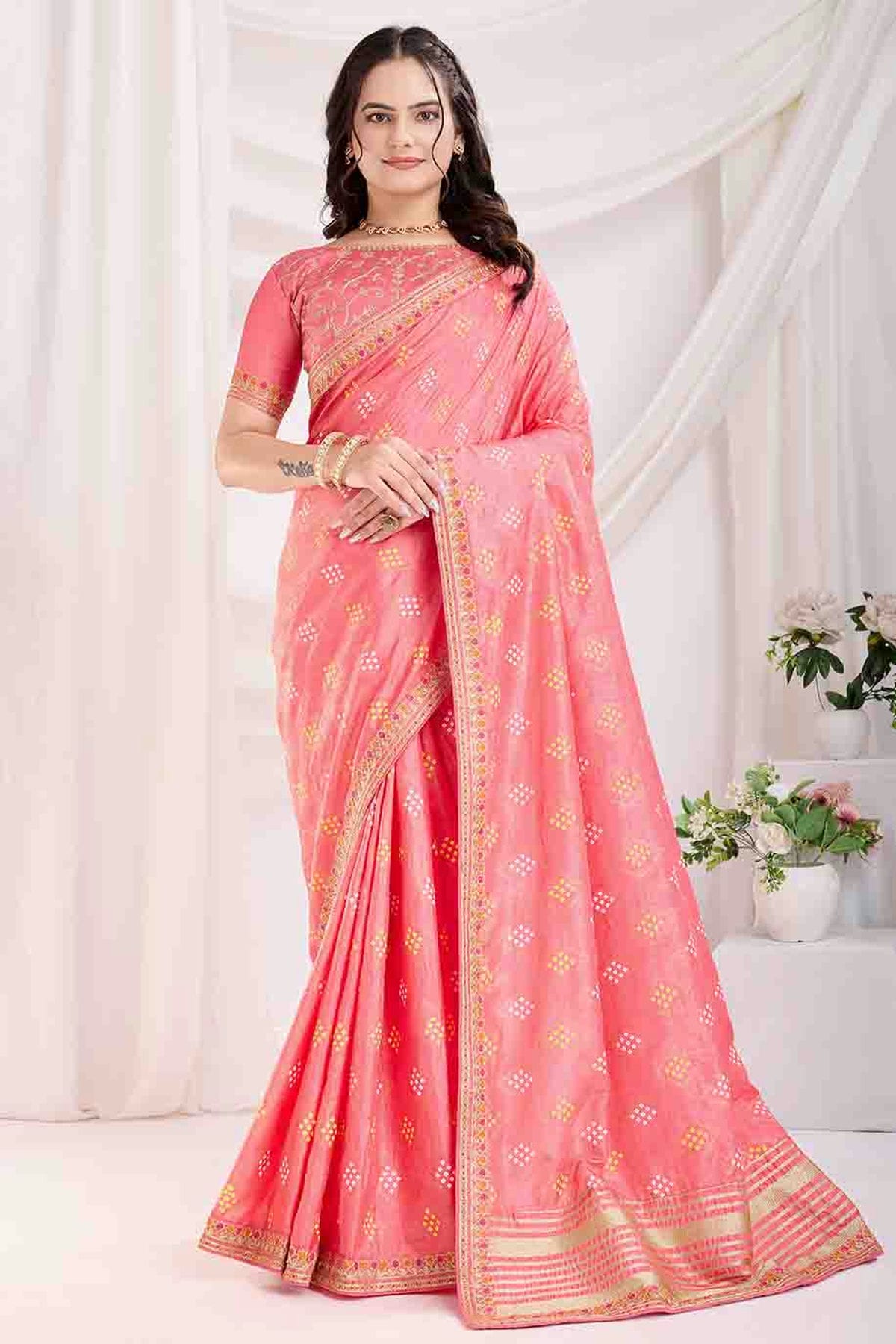 Baby Pink Colour Vichitra Silk Designer Saree VSSD1112864