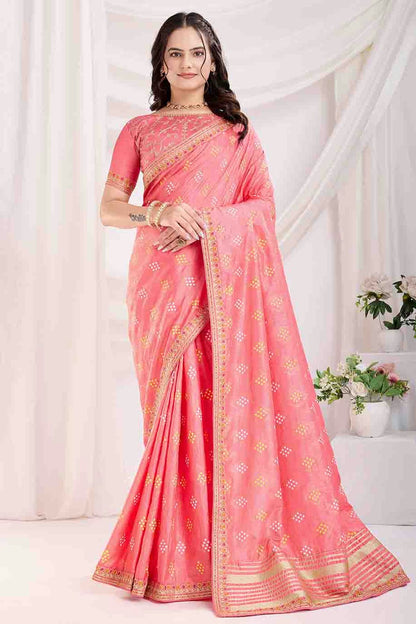 Baby Pink Colour Vichitra Silk Designer Saree VSSD1112864
