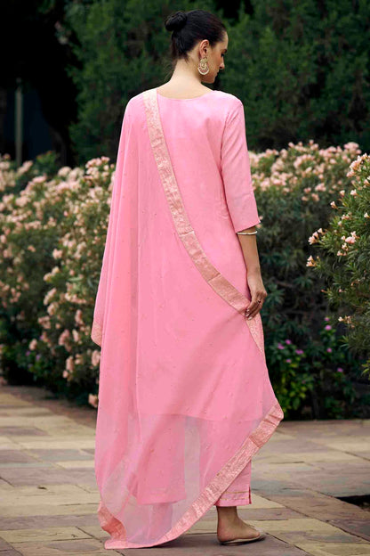 Baby Pink Colour Viscose Rayon Woven Pant Style Suit VSSS1113626