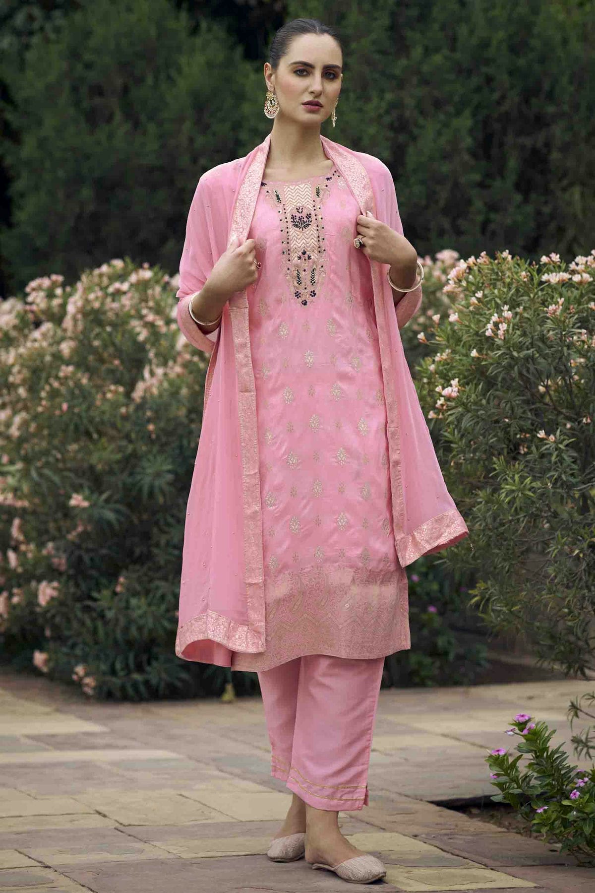 Baby Pink Colour Viscose Rayon Woven Pant Style Suit VSSS1113626