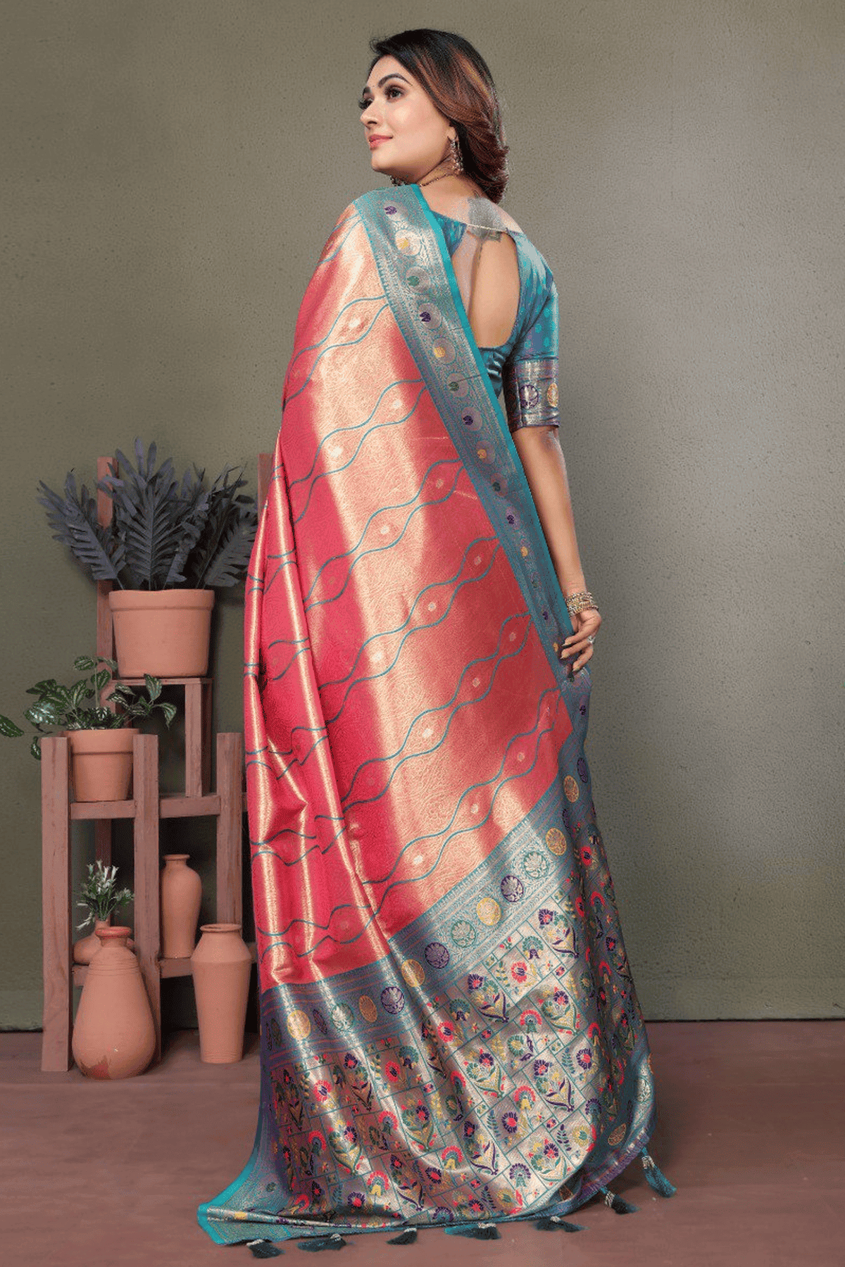 Baby Pink Colour Woven Work Pure Banarasi Tissue Silk Traditional Saree