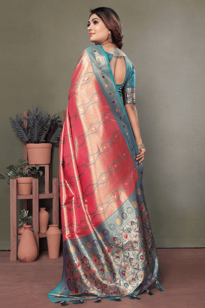 Baby Pink Colour Woven Work Pure Banarasi Tissue Silk Traditional Saree