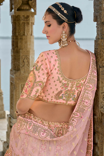 Baby Pink Embroidery Silk Lehenga Choli VSLC1290125