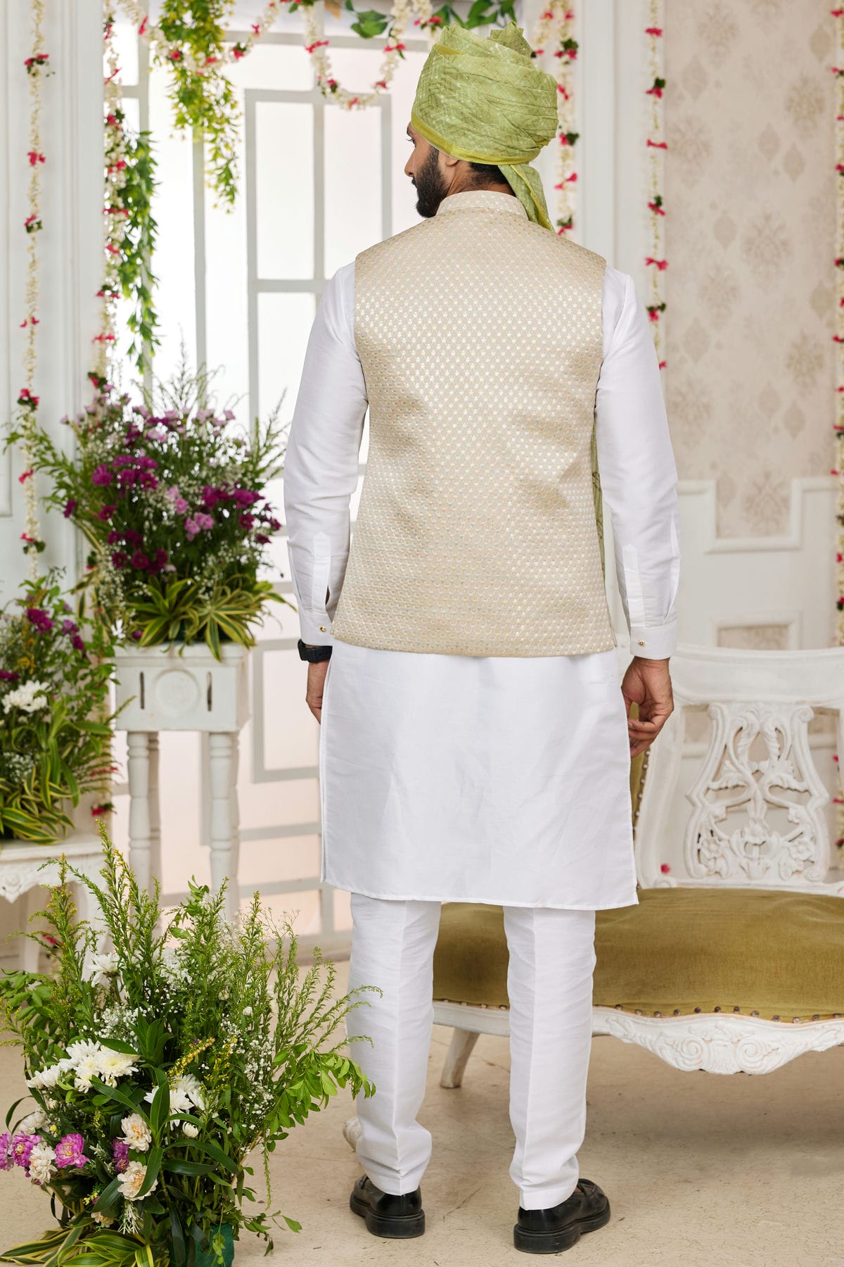 Beige Colour Art Silk Kurta Pajama With Jacket VSKP1230273