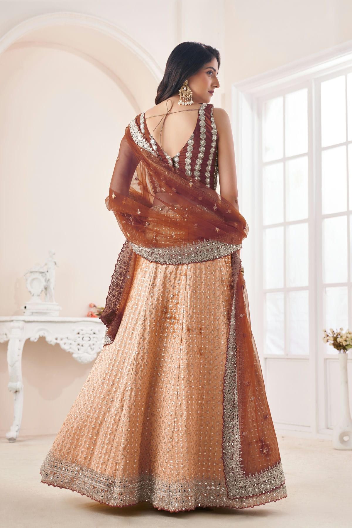 Beige Colour Embroidery Georgette Lehenga Choli VSLD1080833