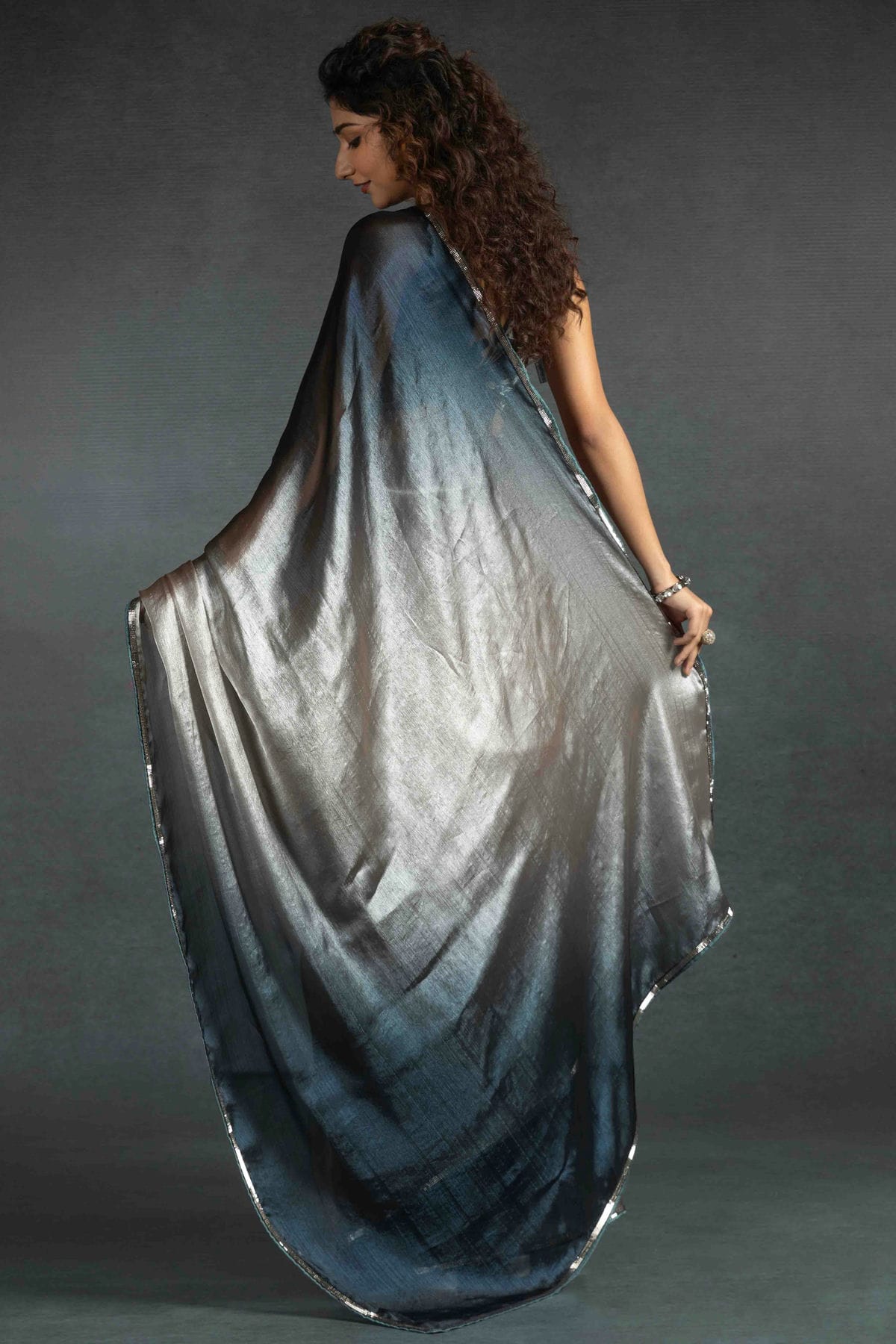 Beige Colour Fendi Satin Silk Ready To Wear Saree VSSD1122038