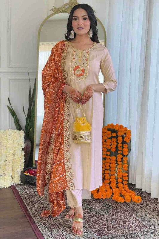 Beige Colour Viscose Stitched Suit VSSS1112992